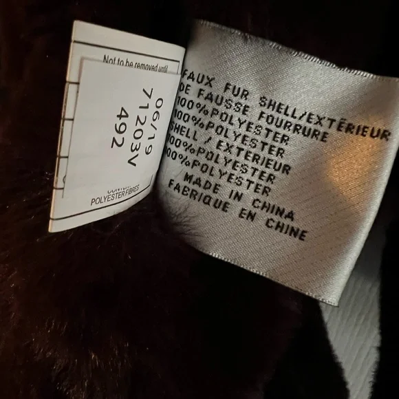 Via Spiga Reversible Grooved Faux-Fur Jacket in "Eggplant" Size S NWOT - Picture 9 of 13